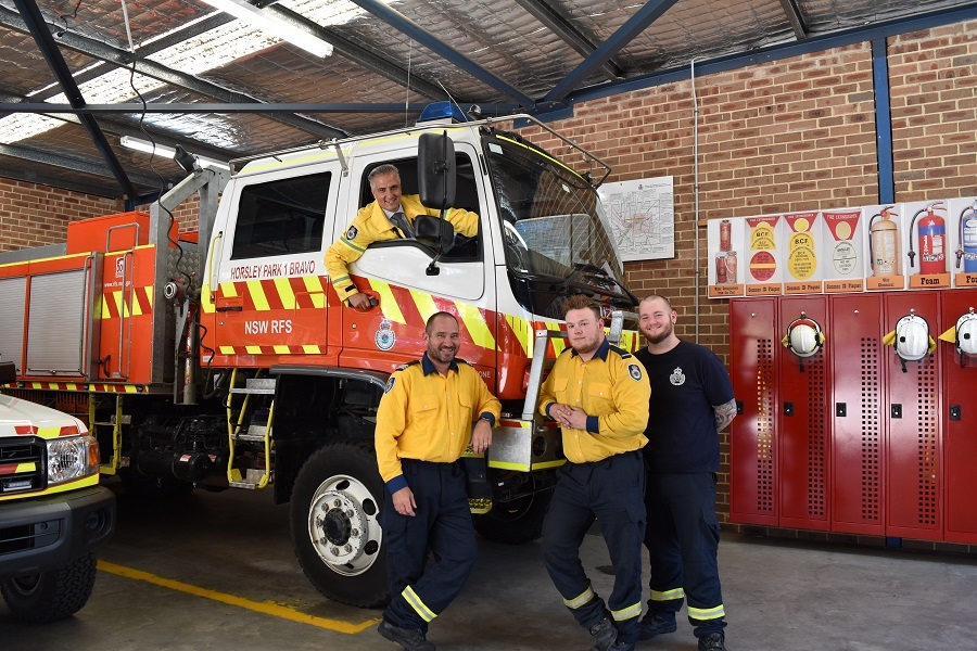 Mayor with Rural Fire Service and fire truck