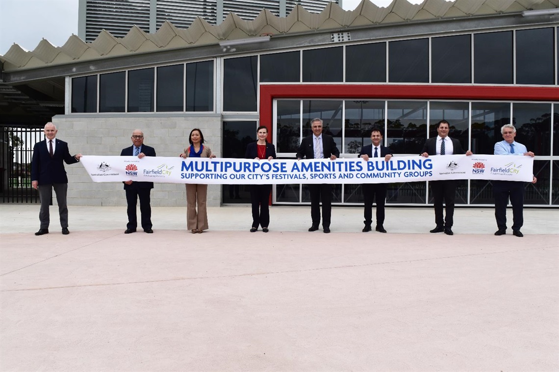 Image of officials opening the Amenities Building