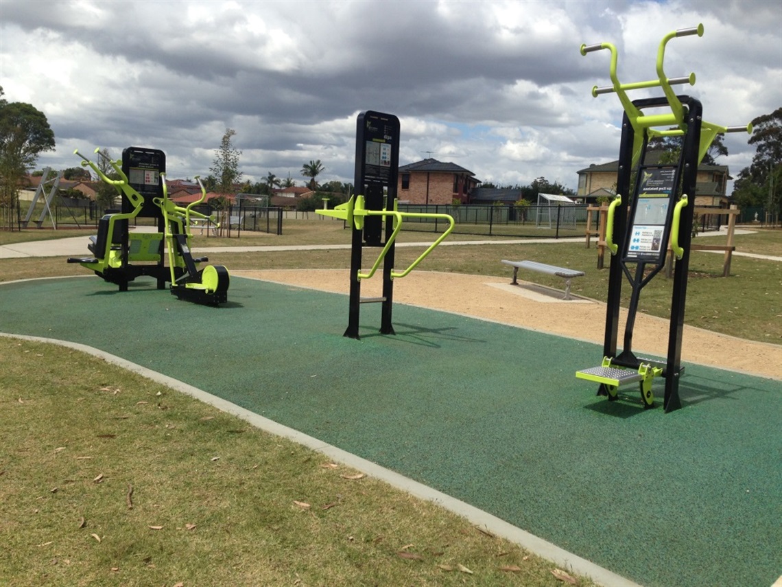 Outdoor fitness equipment at Wilson Park