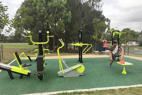Outdoor fitness equipment at Brenan Park