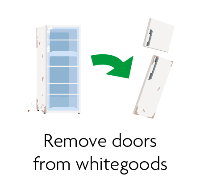 Remove doors from whitegoods.