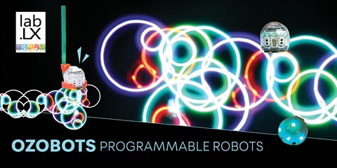 A promotional banner for Ozobots programmable robots.
